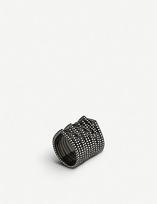 REPOSSI: Antifer diamond and black gold stacked ring