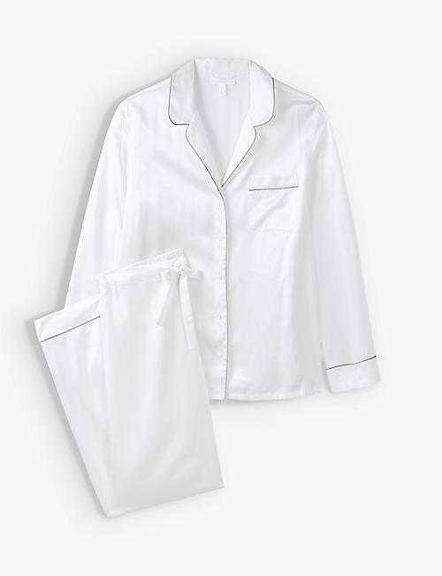 THE WHITE COMPANY: Contrast piped silk pyjama set