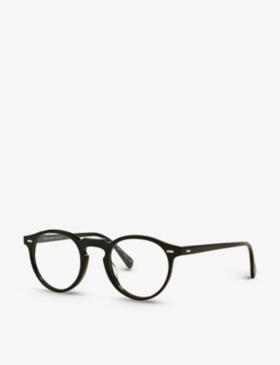 Shop Oliver Peoples Women's Black Ov5186 Gregory Peck Round-frame Acetate Glasses