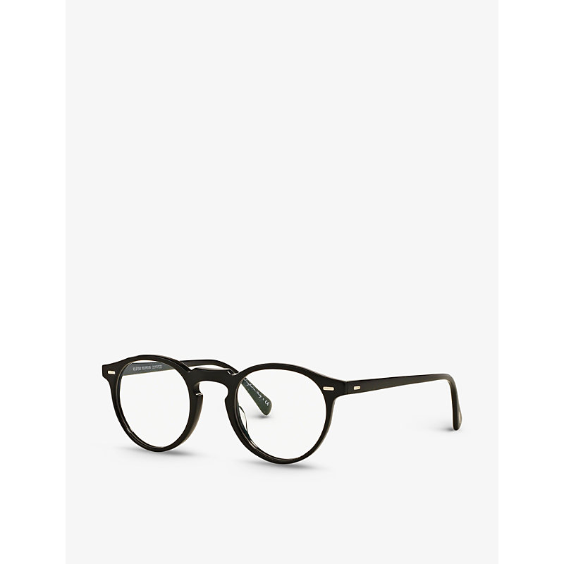 Shop Oliver Peoples Women's Black Ov5186 Gregory Peck Round-frame Acetate Glasses