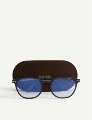 Shop Tom Ford Womens Blue Ft5583-b Acetate Square-frame Optical Glasses