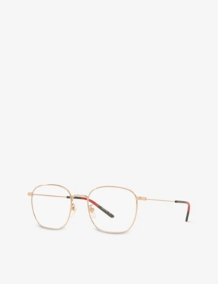 Shop Gucci Women's Gold Gg0681o Rectangle-frame Metal Optical Glasses