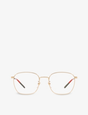 Gucci Gg0681o Rectangle-frame Metal Optical Glasses In Gold