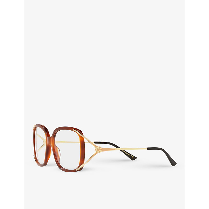 Shop Gucci Womens Brown Gg0648o Square-frame Tortoiseshell Optical Glasses