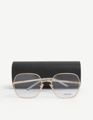 Prada Pr56wv Square-frame Metal Glasses In Gold