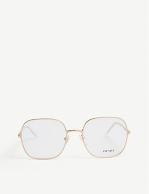 Prada Pr56wv Square-frame Metal Glasses In Gold