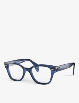 Shop Ray Ban Ray-ban Men's Blue Rx0880 Square Acetate Glasses
