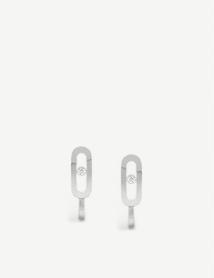 MESSIKA: Move Mini Uno 18ct white-gold and diamond earrings