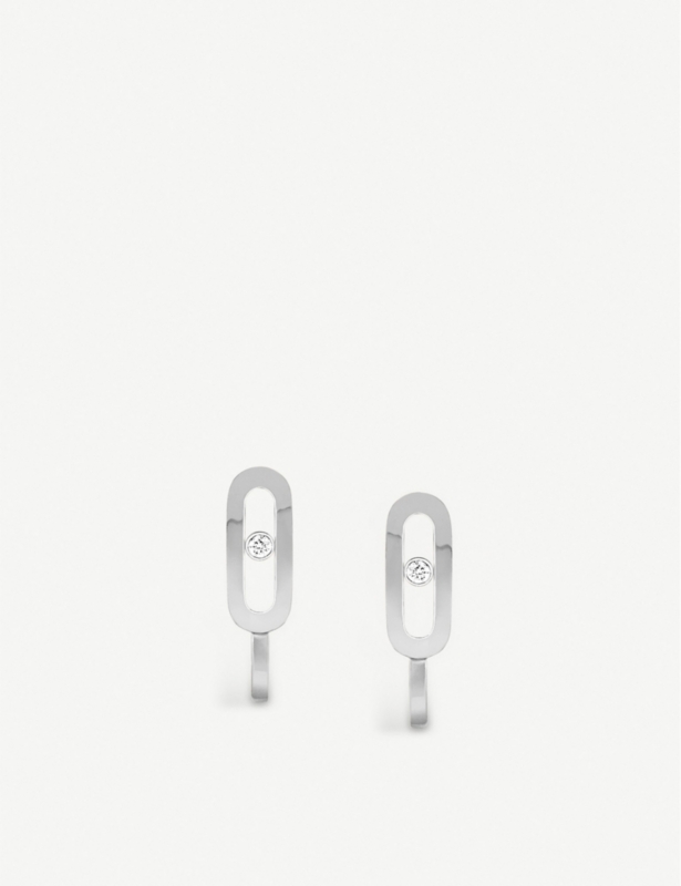 Move Mini Uno 18ct white-gold and diamond earrings