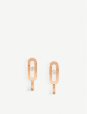 MESSIKA: Move Mini Uno 18ct rose-gold and diamond earrings