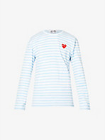 COMME DES GARCONS PLAY: Heart-appliqué striped cotton-jersey top