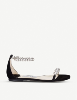 white jeweled flat sandals