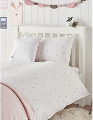 THE LITTLE WHITE COMPANY: Sleepy Bunny graphic-print cotton single-bed set
