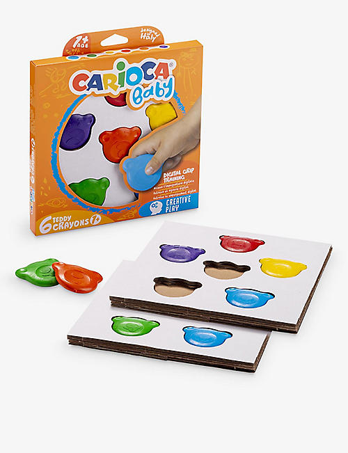 CARIOCA: Baby teddy-shaped wax crayons pack of six