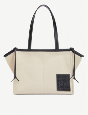 LOEWE - Cushion canvas and leather tote bag | Selfridges.com