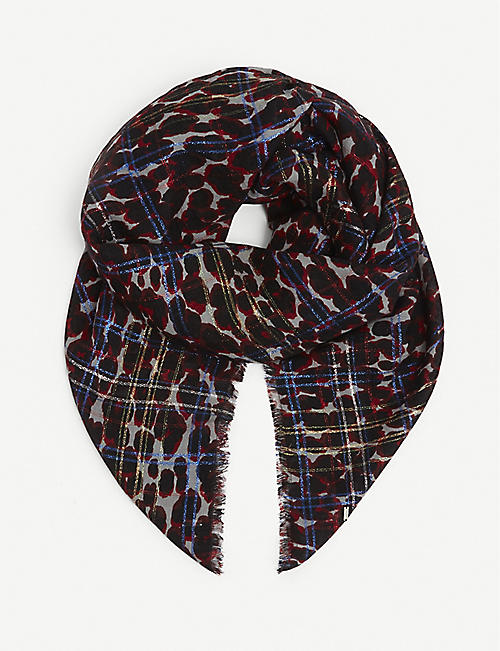 SAINT LAURENT: Leopard-print silk scarf