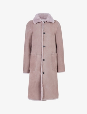 Allsaints Serra 2-in-1 Reversible Shearling Coat In Pale Orchid Pi
