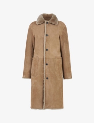 Allsaints Serra 2-in-1 Reversible Shearling Coat In Taupe Brown