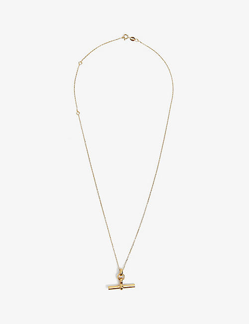 TILLY SVEAAS: T-bar 23ct yellow gold-plated sterling-silver necklace