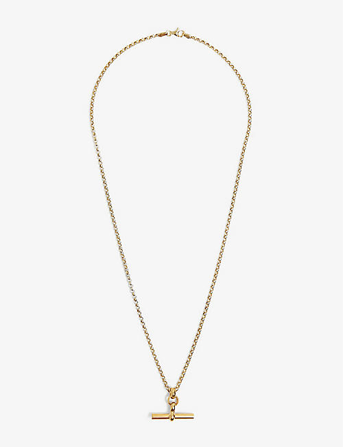 TILLY SVEAAS: T-bar 23ct gold-plated sterling silver belcher necklace