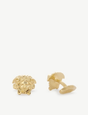 VERSACE Medusa Head gold plated brass stud earrings Selfridges