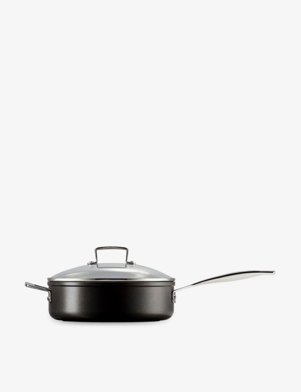 Toughened Non-Stick aluminium sauté pan with glass lid and helper handle 26cm