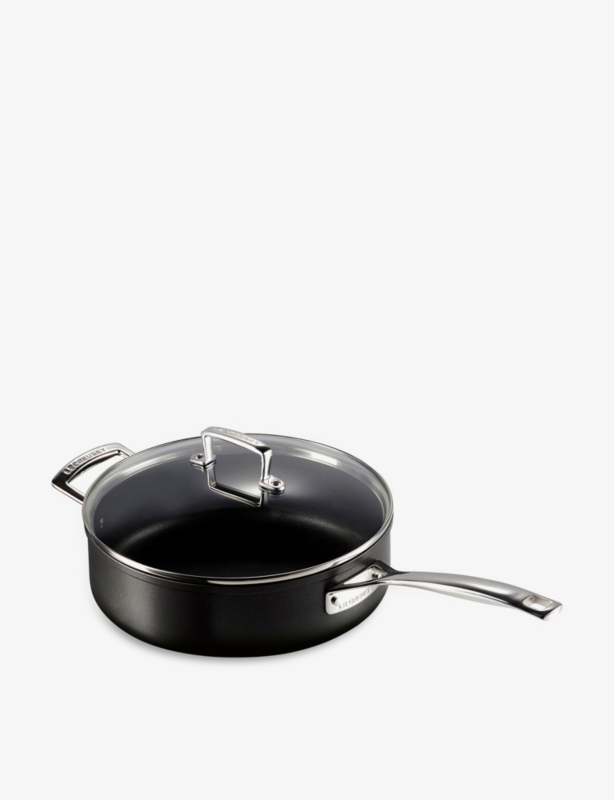 Toughened Non-Stick aluminium sauté pan with glass lid and helper handle 26cm
