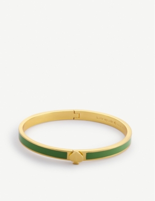 Kate Spade Rose Gold-tone Metal Hinge Bracelet In Green