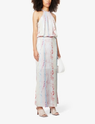 NEVER FULLY DRESSED - Vogue marble print satin maxi dress | 0