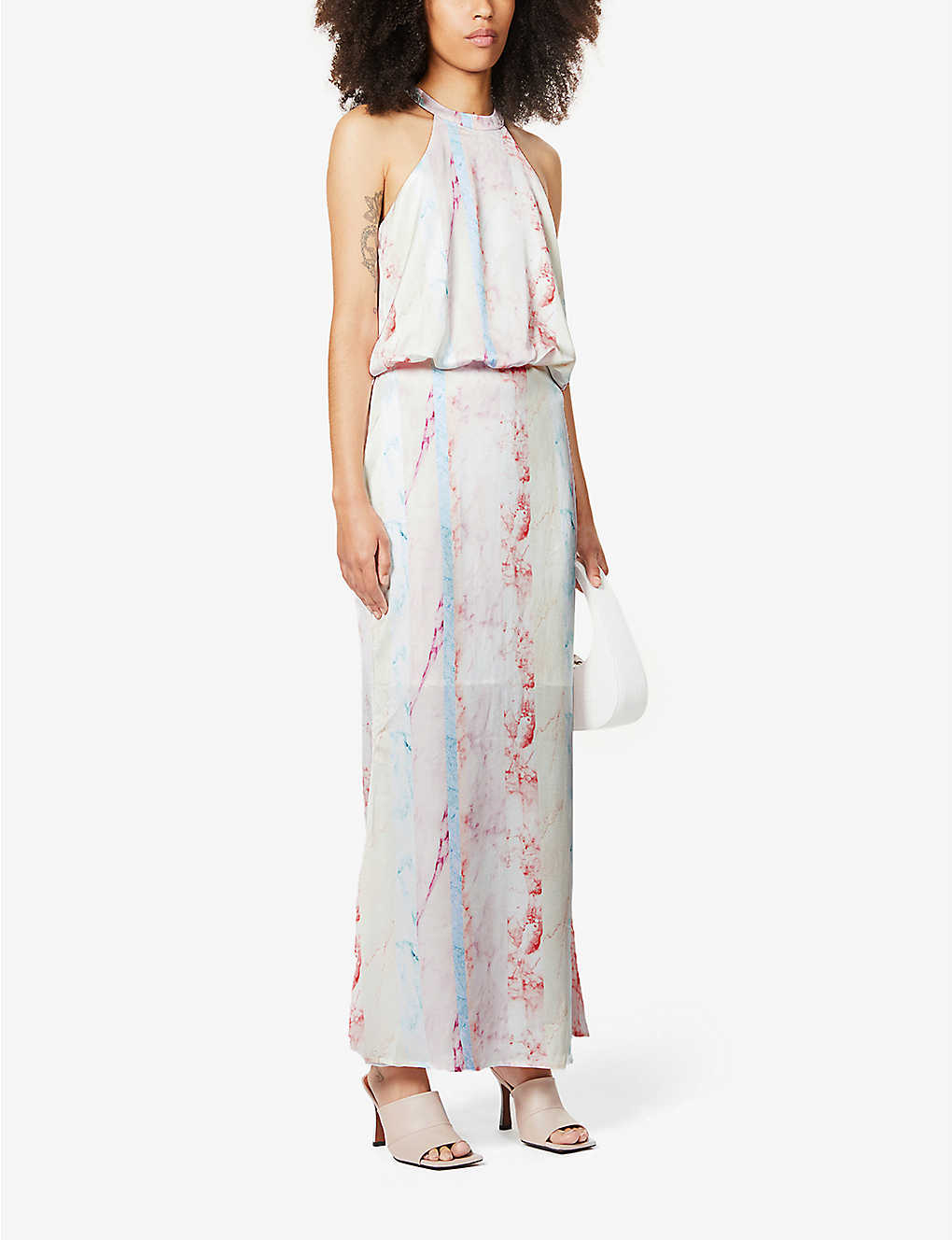 NEVER FULLY DRESSED - Vogue marble print satin maxi dress | 0