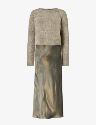 all saints silk dress with sweater AllSaints 'arta' Dress & Sweater Set in Brown