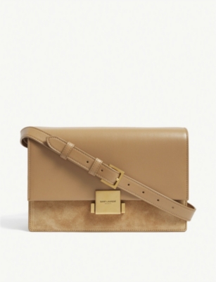 SAINT LAURENT Bellechasse suede and leather shoulder bag