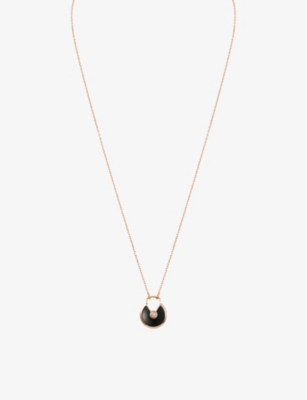 Cartier Womens Rose Gold Amulette De Rose-gold, Onyx And Diamond Pendant Necklace