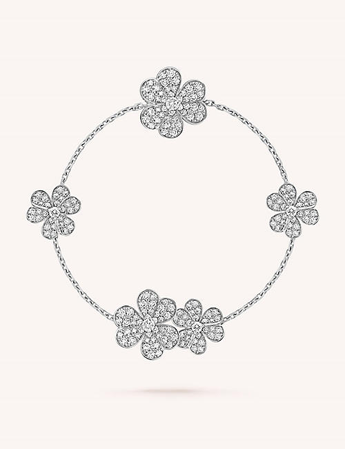 VAN CLEEF & ARPELS: Frivole 5-flowers white gold and diamond bracelet