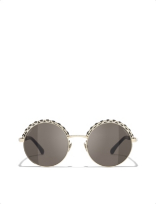 Chanel gold round sunglasses best sale