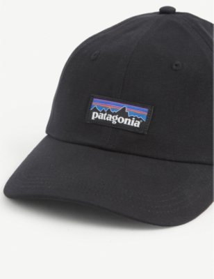 Patagonia Mens Black P-6 Label Trad Logo-patch Organic-cotton And Netplus &trade; Baseball Cap In Black
