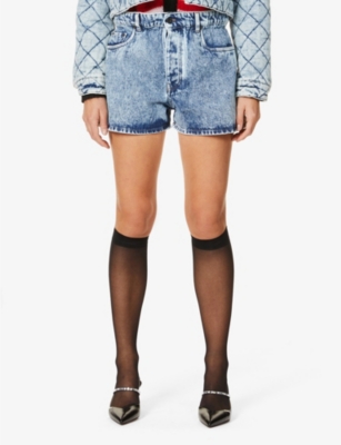 acid wash denim shorts