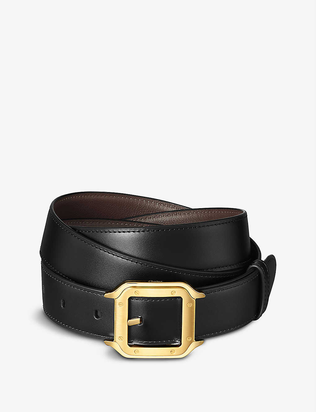 Cartier Mens Black Santos Leather Belt