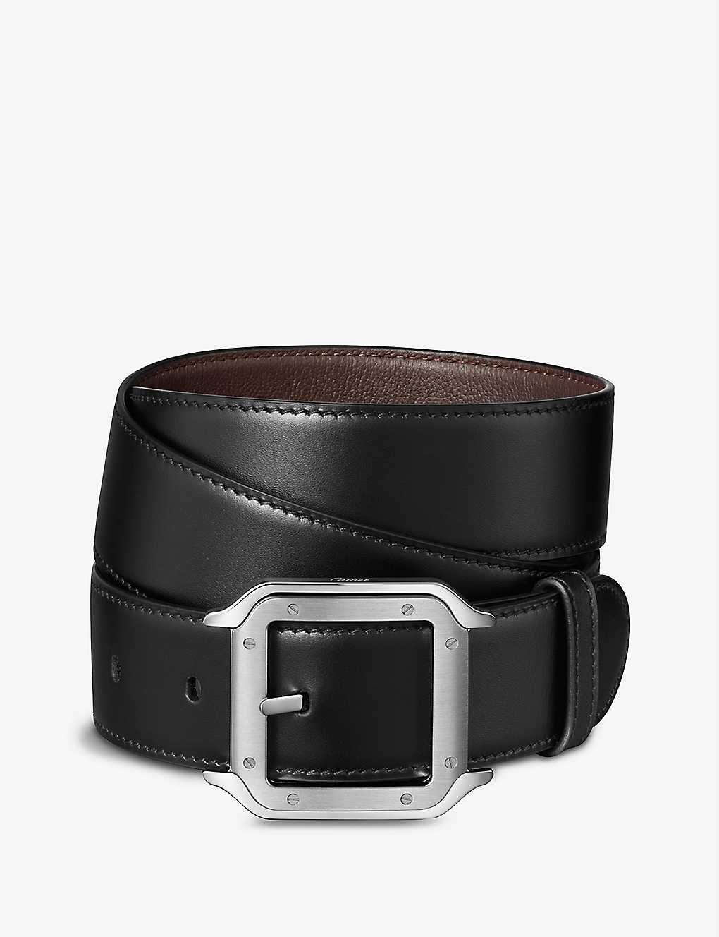 Cartier Mens Black Santos Leather Belt