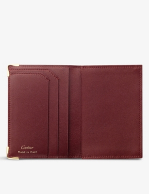 Shop Cartier Must De  Calfskin Wallet In Burgundy
