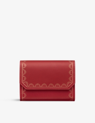 Cartier Womens Red Guirlande De Mini Leather Wallet ModeSens