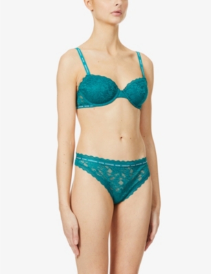 CALVIN KLEIN - Logo-print stretch-jersey balconette bra | Selfridges.com