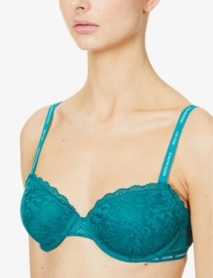 CALVIN KLEIN - Logo-print stretch-jersey balconette bra | Selfridges.com