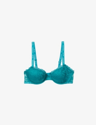CALVIN KLEIN - Logo-print stretch-jersey balconette bra | Selfridges.com
