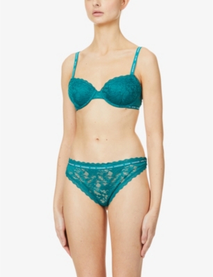 CALVIN KLEIN - Logo-print stretch-jersey balconette bra | Selfridges.com