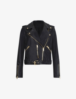 Allsaints Balfern Leather Biker Jacket In Black