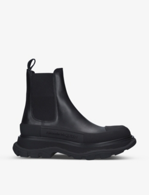 Tread Slick Leather Ankle Boots in Black - Alexander Mc Queen