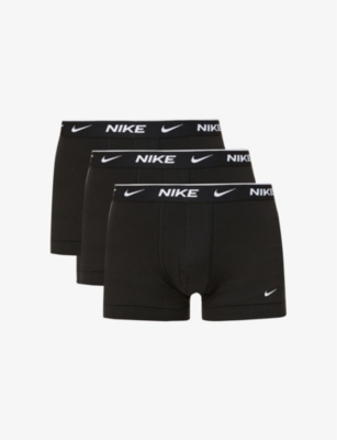 Nike Pack Of Three Everyday Stretch-cotton Jersey Trunks In Black