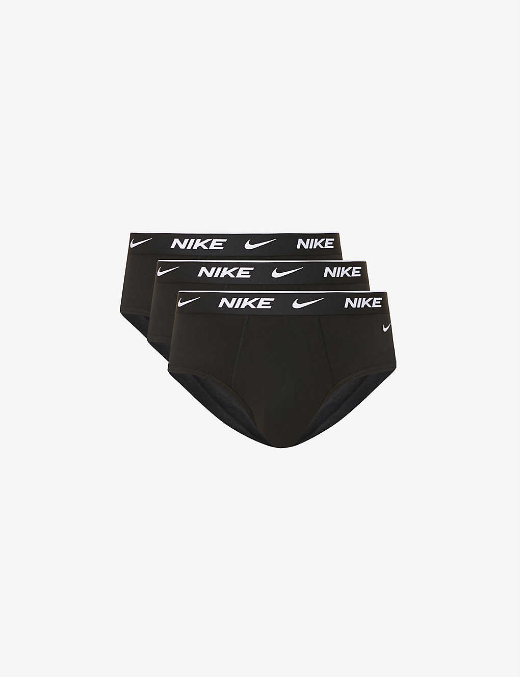 Nike Everyday Stretch-cotton Jersey Briefs Pack Of Three In Black