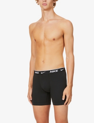 Shop Nike Mens Black Pack Of Three Everyday Stretch-cotton Jersey Boxers
